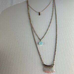 NORDSTROM RACK 3 Layered Necklace Gold Tone NWOT